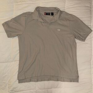 Chaps Men's Grey and Cream Polo-shirts